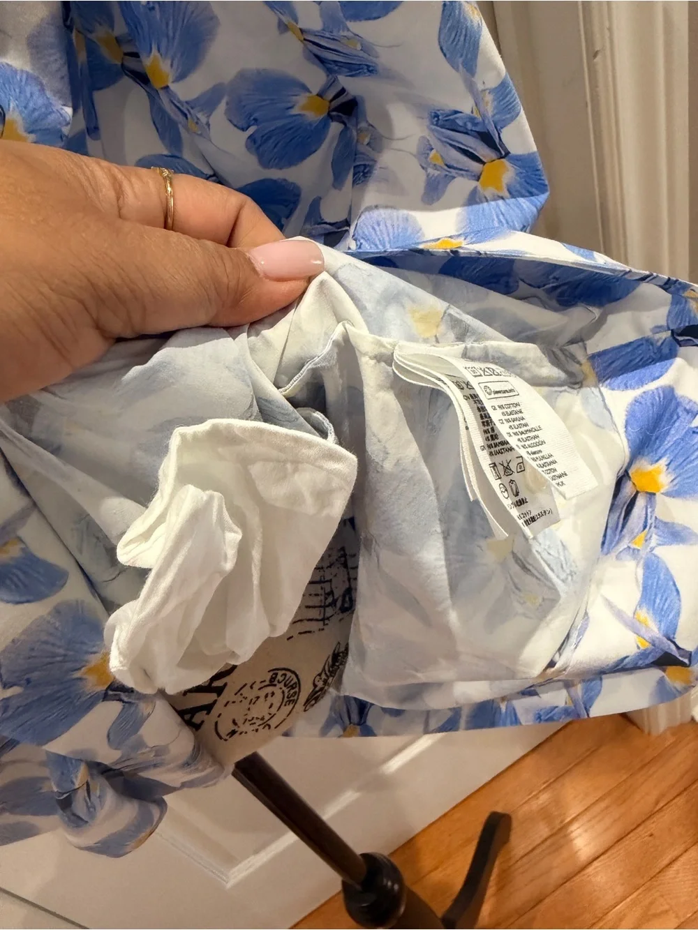 COS Blue and White Floral Shirt Dress with Yellow Accents - Picture 14 of 16